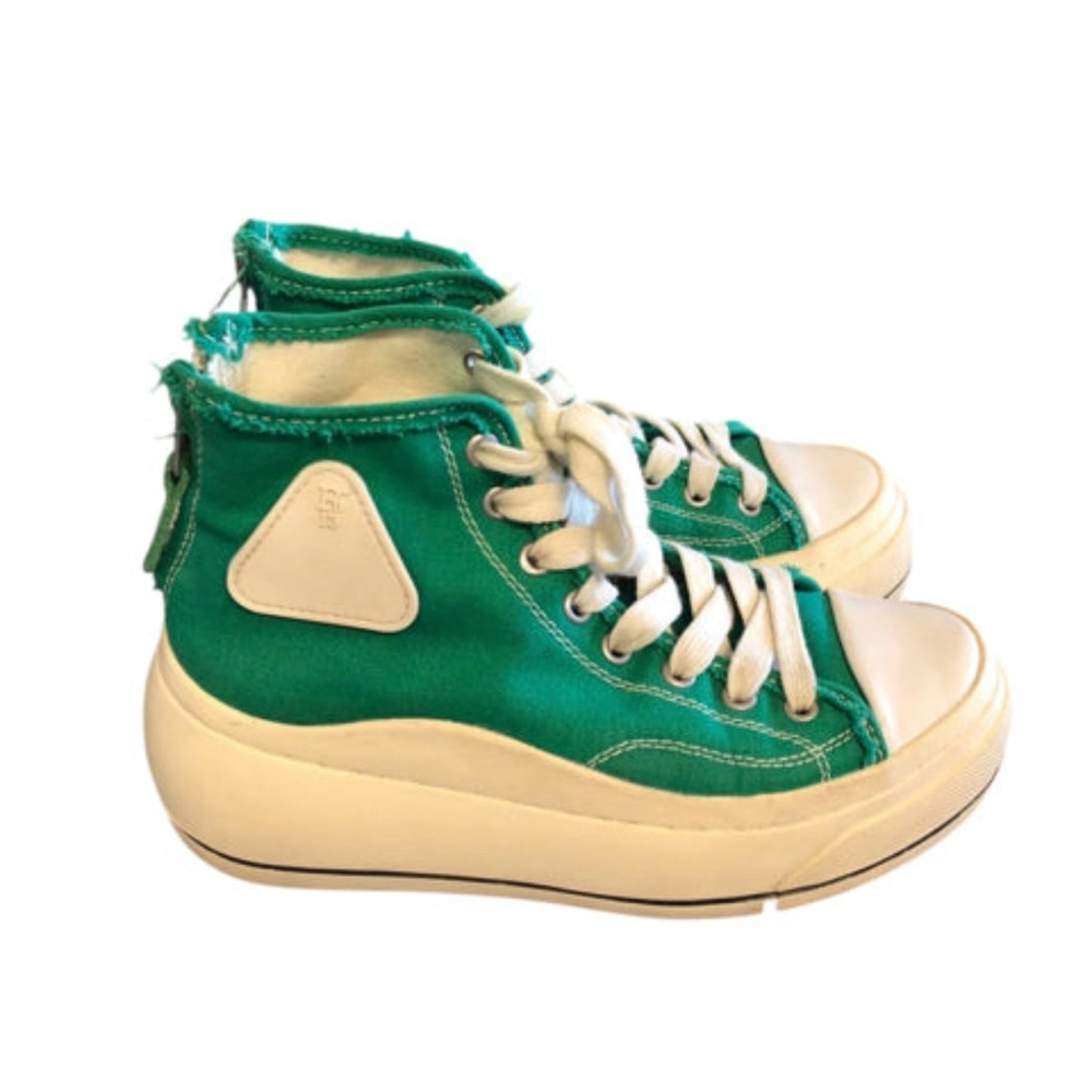 R13 Kurt Green Platform High Top Canvas Lace Up Sneakers size 7